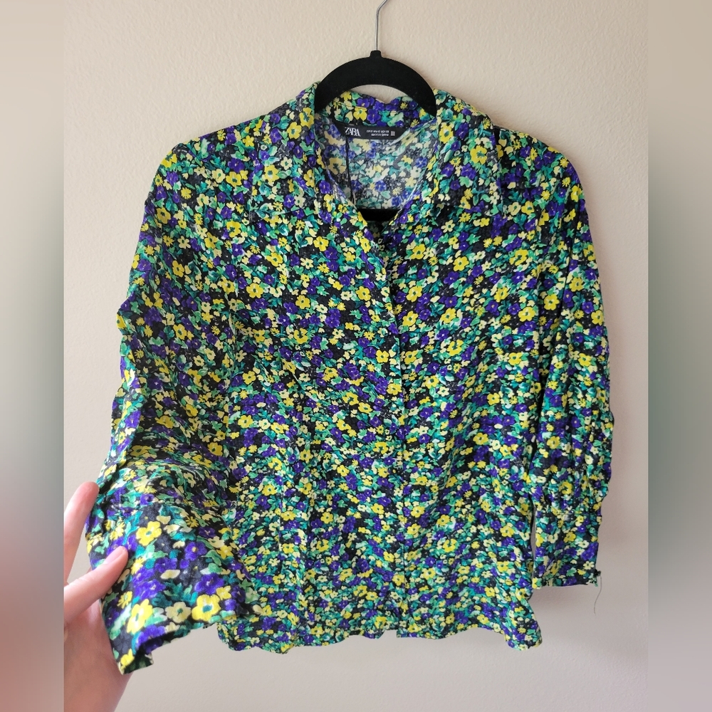 Zara floral button down